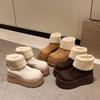 Women's Fur Mouth Large Size Winter Warm Fur One Snow Boots Padded Lining Ankle Boots Non-slip Hiking Sports Cotton Boots