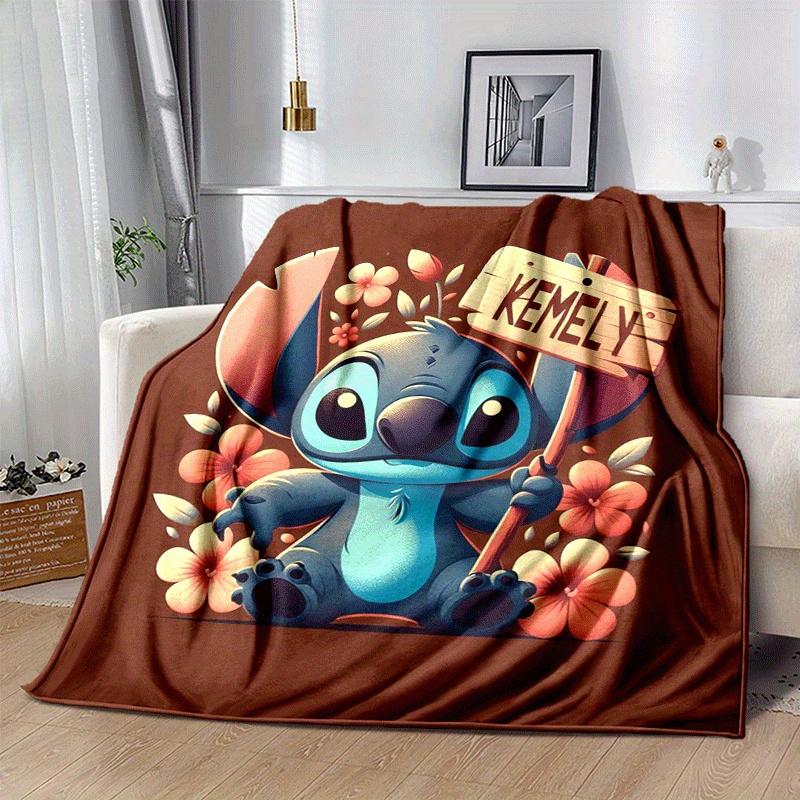 1pc Stitch Printing Blanket - Soft, All-Season Throw for Living Room, Bedroom,Personalized Gift with Adorable Cartoon Design