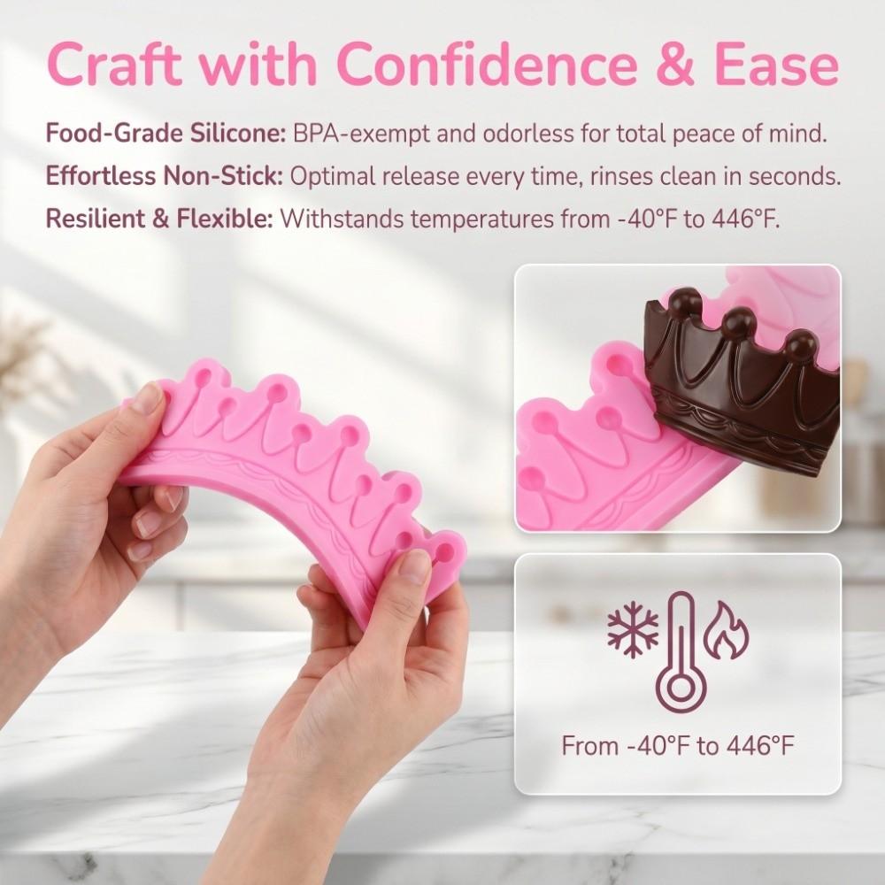 Silicone Crown Fondant Mold 3D Crown Flexible Crown Silicone Mold Non Stick Random Color Sugarcraft Mold Chocolate Candy