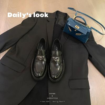Rindslederversion~ Los, los, P's dicksohlige, dickabsatzige, dreieckige Standard-Damen-Kleinlederschuhe