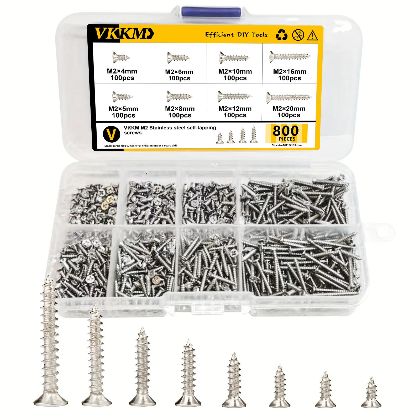 

VKKM - Silver Countersunk Self Tapping Screw M2x (4/5/6/8/10/12/16/20) Mm 304 Stainless Steel Cross Groove Flat Head Screw
