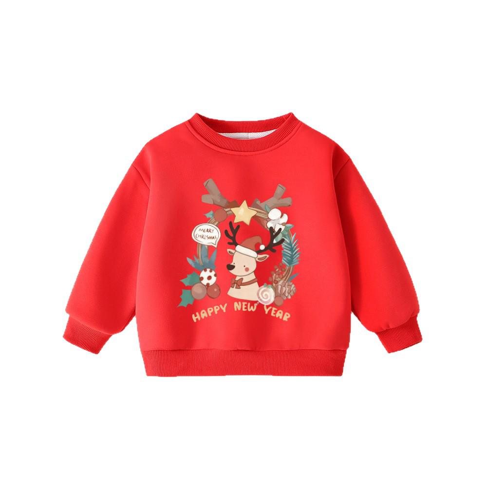 Children's Fleece-Lined Sweatshirt - Winter Warm Top for Boys & Girls, New Year & Christmas Apparel, Thickened Baby Winter Clothing