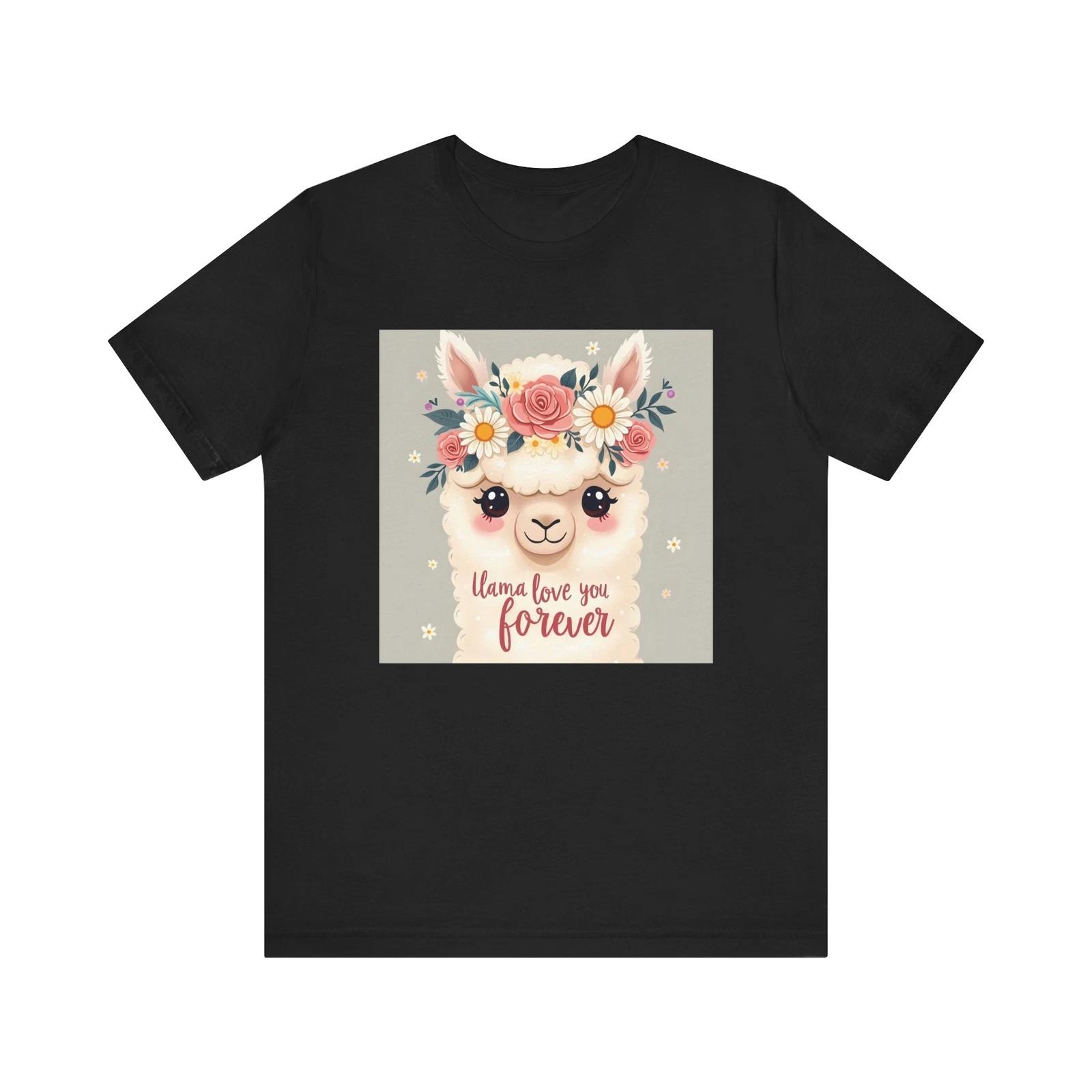 Kawaii Llama Flower Crown Shirt - Cute Animal Floral Design T-Shirt S