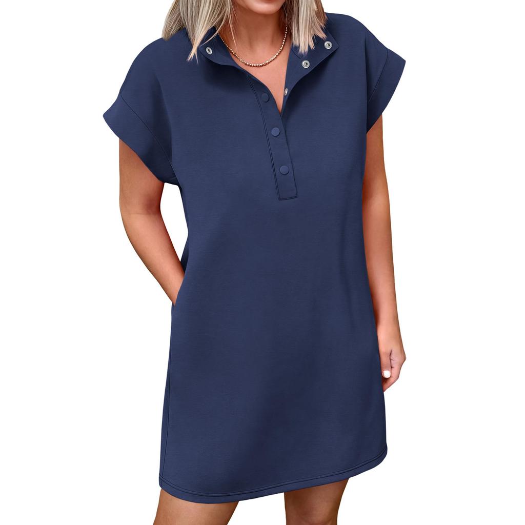 Kortärmad strandklänning för kvinnor, vardagsklänning