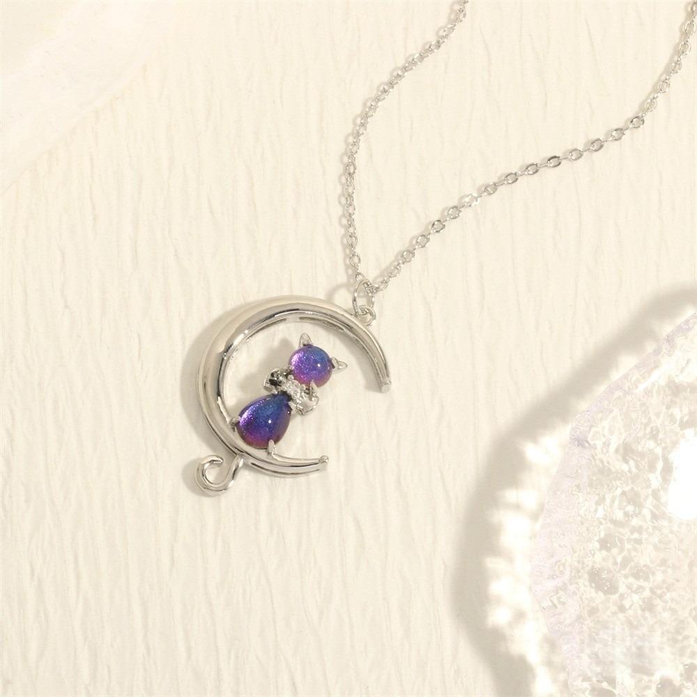 Zircon Crescent Moon Necklace Copper Gold Plated Link Chain Neck Chain Party Favors