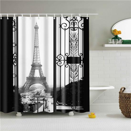 Vintage Style Paris Style Tower Retro Bathroom Shower Curtain Fabric Waterproof Polyester Cortina Ducha 180X180cm