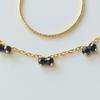 VOYONN Silver Double-Line Bracelet Gold Setting Beads Black 0009