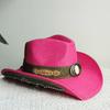 Summer Hard Embroidery Western Cowboy Straw Hat Women Fashion Large Brim Straw Hat Party Outdoor Sunshade Hat Sombrero Vaquero