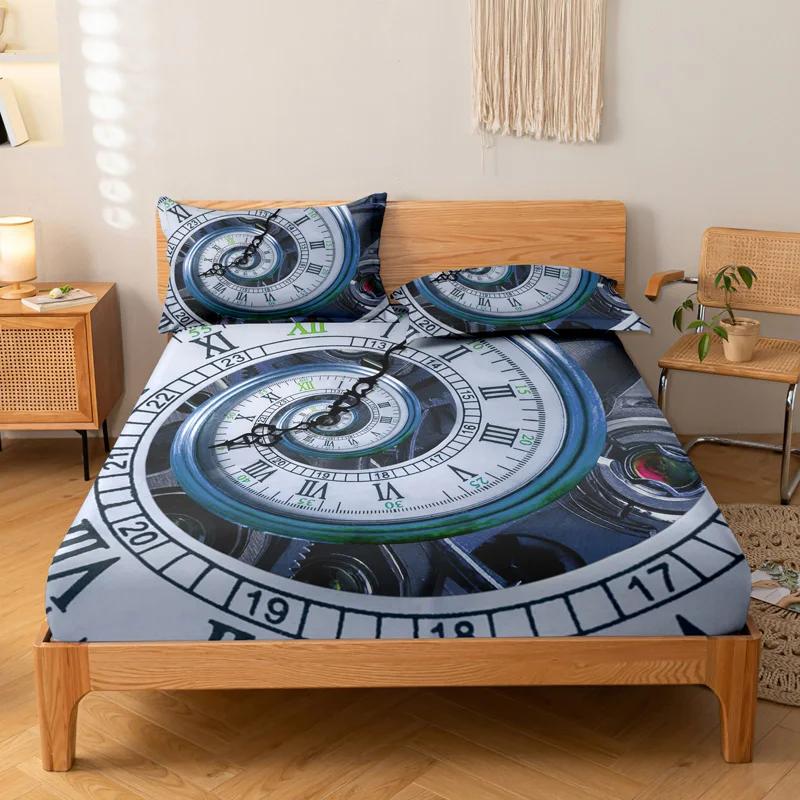 3-piece Simple Modern Skull Animal Pattern Digital Printing Three Piece Fitted Sheet Set, Bedroom Printed Bed Cover Set, Bedding