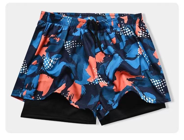 Men's Quick-Dry Double-Layer Loose-Fit Printed Swim Trunks