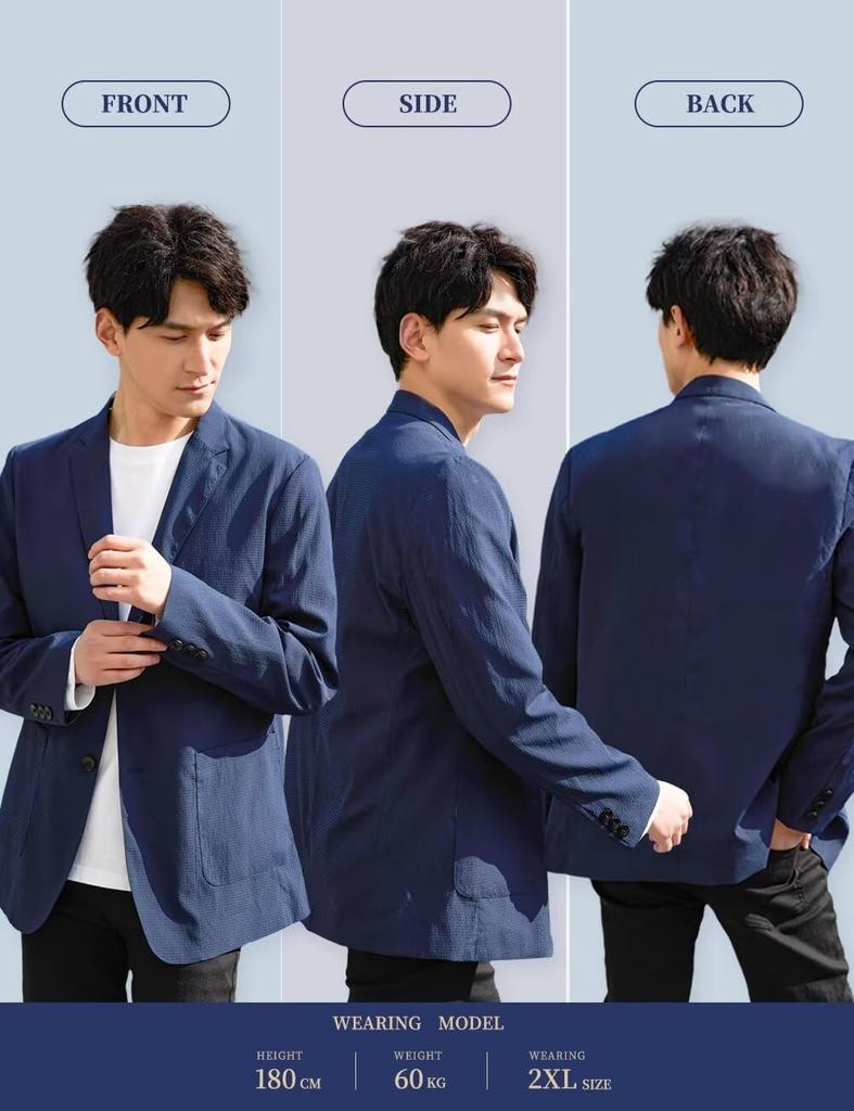 Fuyumoe Tailored Suit Size XL Men's Jacket, Spring/Autumn Jacket/Blazer, Business/Casual, Stylish, Water-Repellent, Lightweight, Navy,