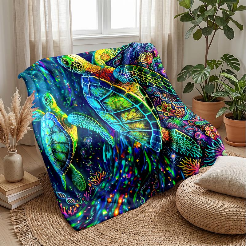 Underwater Coral Reef Scene 3 Theme Blanket Lightweight Warm Flannel Blanket Decorative Throw Blanket for Home Decoration
