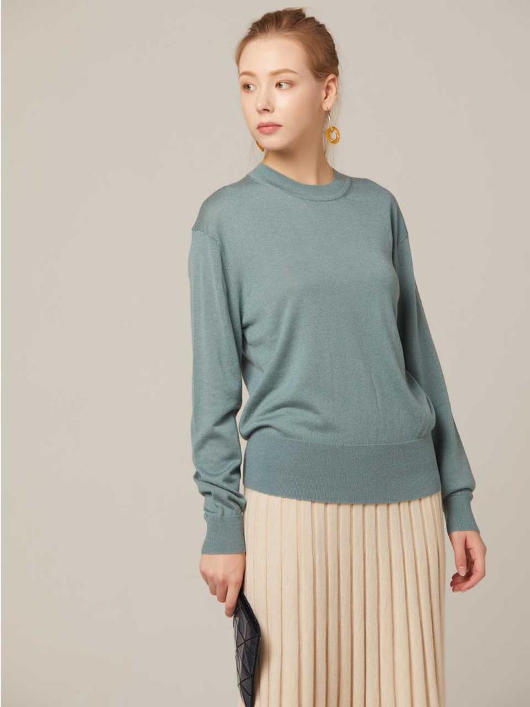 AYIHOLIC CASHMERE High Gauge Round Neck Long Sleeve Knit