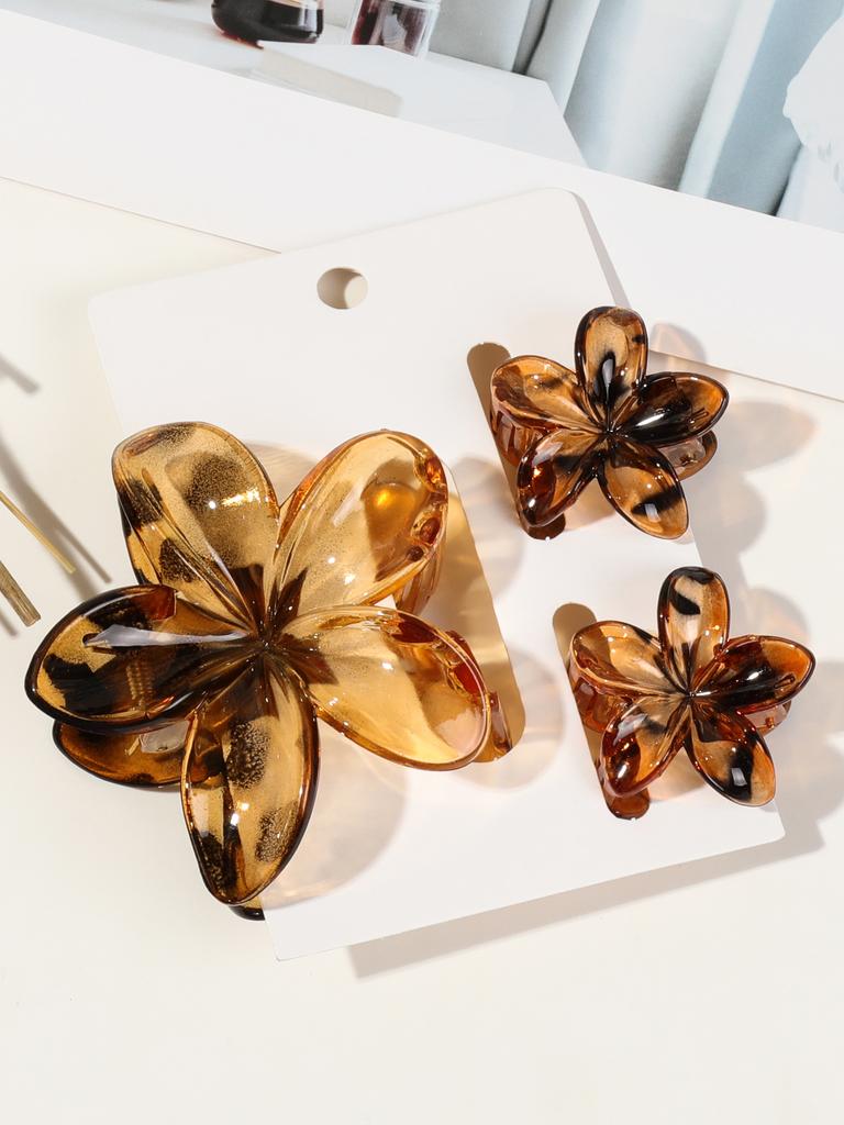 3 Pcs Hawaiian Hair Claw Clip for Women,Flower Marble Vein Hairpin Barrette Summer Vacation Beach Cute Fashion Hair Accessories