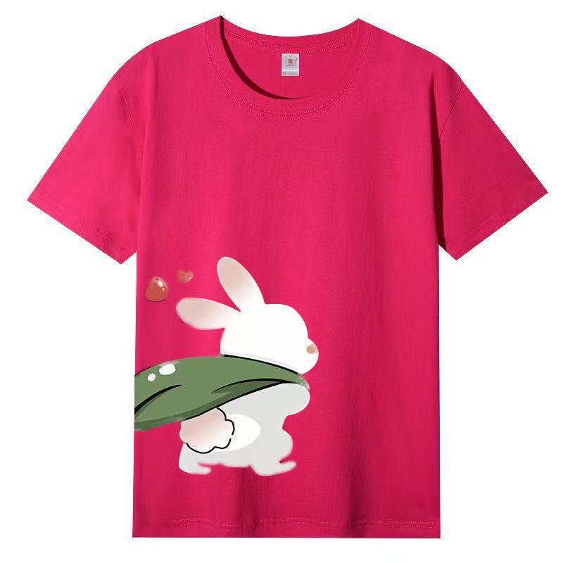 Damer Sommer Populær Kortarmet T-skjorte Bomull Pustende Løs Topp Trykket T-skjorte Casual