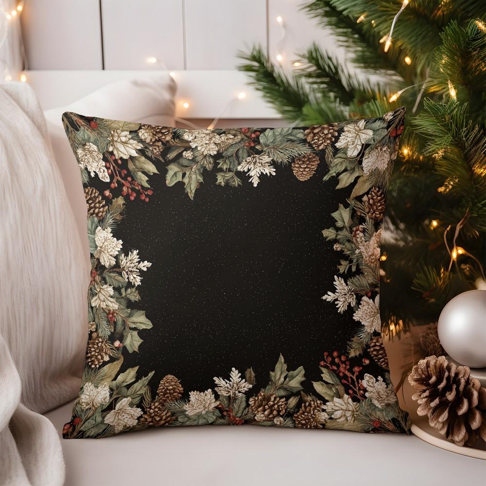 Home Decor Snowy Christmas Tree Pillow for Holiday Decor Pattern Cushion Cover Suitable for Sofa Bedroom Car Pillow Cover