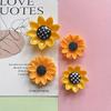 8-Piece Set of Adorable Round Plastic Sunflower Magnets for Fridge or Office Whiteboard Organization