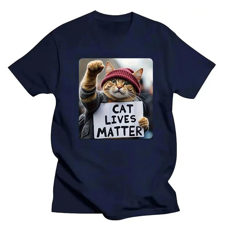 Funny Cat Graphic Cotton T-Shirt for Women Men Breathable Stretchy Crew Neck Tee Casual Loose Short Sleeve Oversize Tshirt
