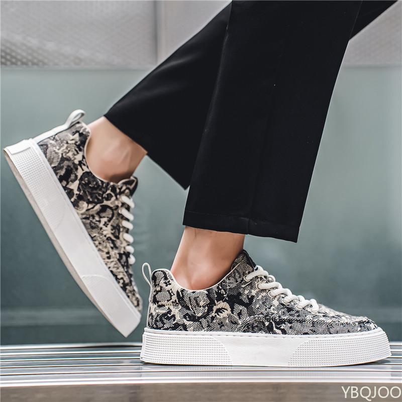 Men's Canvas Shoes Board Shoes Fashionable Versatile Pattern Printed Casual Sports Shoes Casual Comfortable Running Sneakers