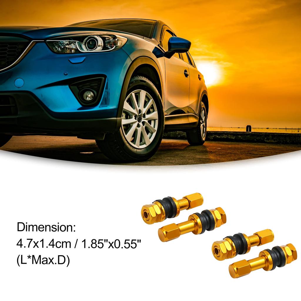 ACROPIX Car Motorcycle Bolts Tubeless Wheel Tire Valve Stem with Dust Proof Cap Universal Gold Tone 4pcs