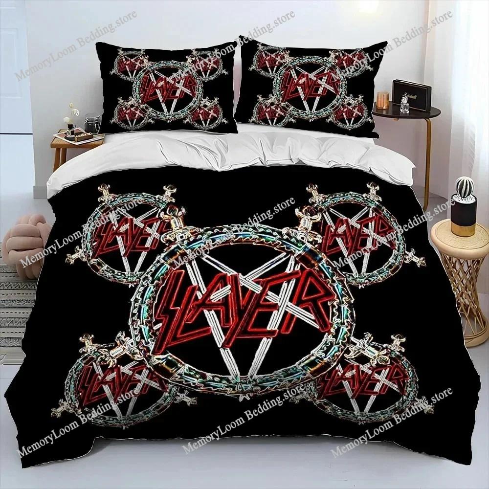 Art Style Unique Slayer Heavy Metal Band Music Bedding Set Queen/King Size Duvet Cover Comforter Soft Bed Sheet Set Home Decor