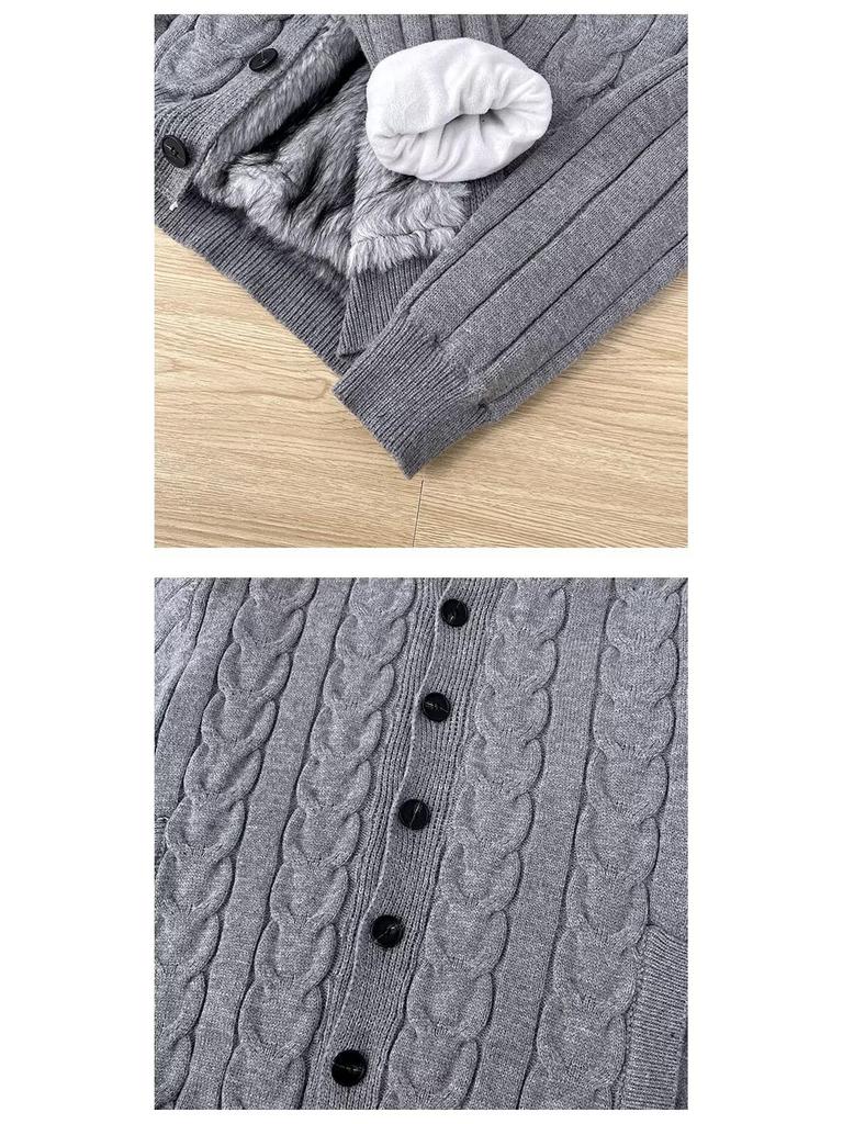 Thorn & Vine Stand Collar Plus Velvet Men's Heavyweight Winter Cardigan