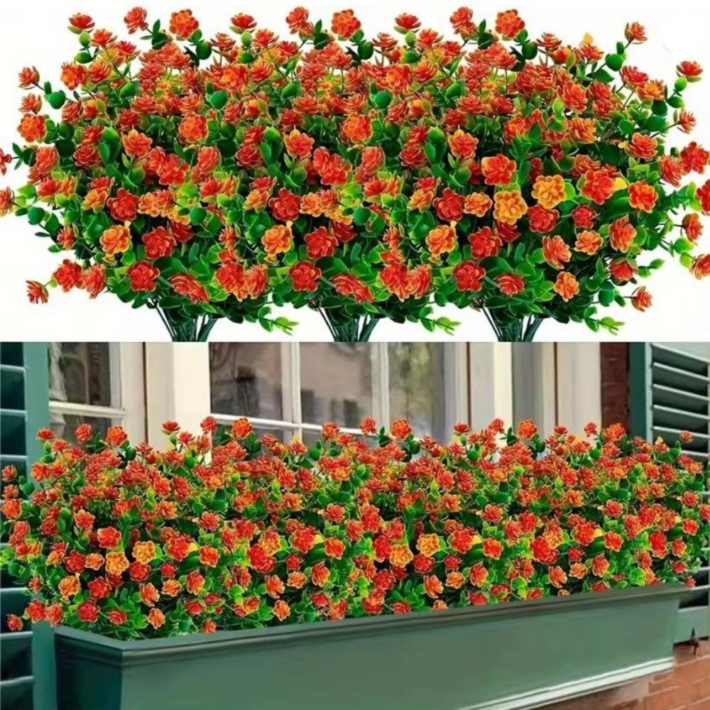 3 Bündel Mehrfarbige Künstliche Blumen Plastik 34cm Realistische Simulation Florale Sträuße Eukalyptus Kamelie Rose