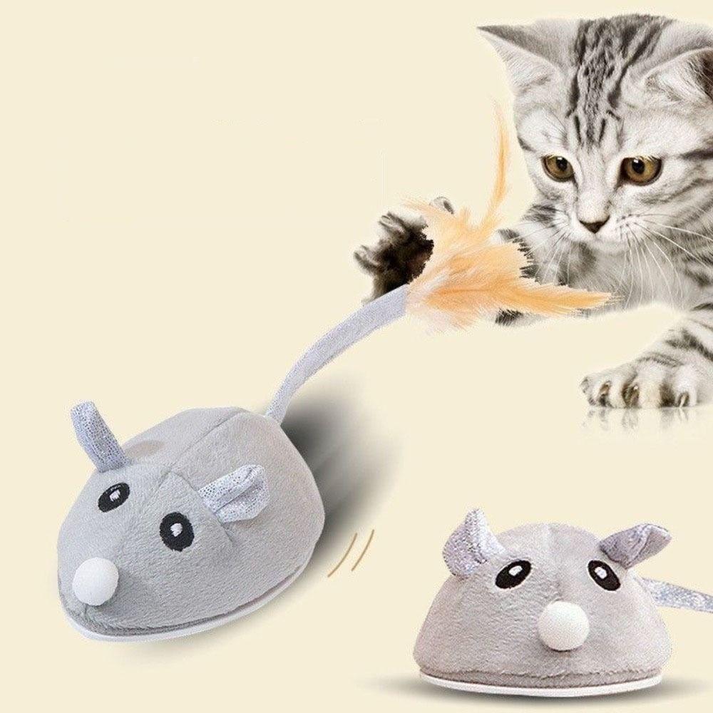 Squeaky Mouse Moving Cat Toy Automatic Sensing Plush Mouse Kitten Toy  Playing Game