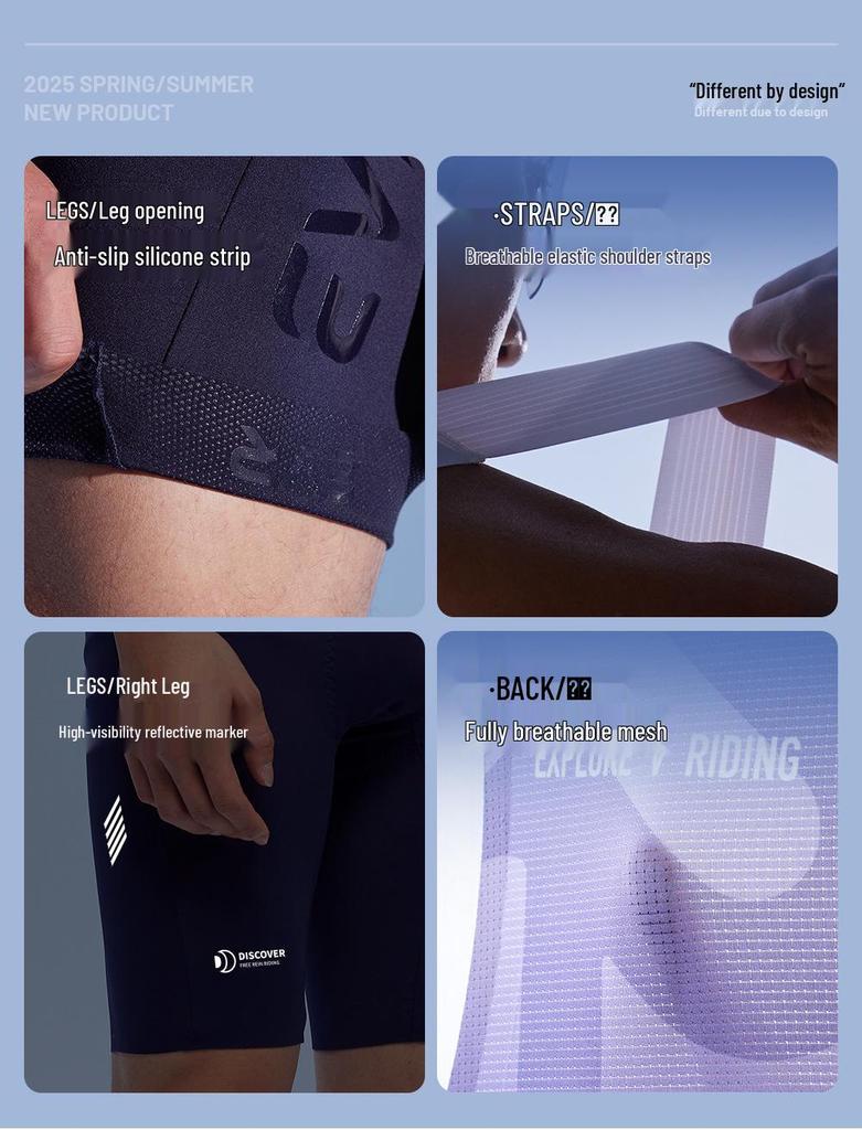 EVR-2024 Men's Summer Cycling Bib Shorts - Breathable Double Arrow Design for Road Biking