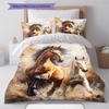 Horses Painting Pattern Bedding Quilt Set Quilt Cover Pillowcase Home Decoration Birthday Gift (1 * Duvet Cover + 2 * Pillowcase, Without Core)