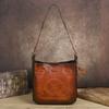 Retro Genuine Leather Women's Bag Large Capacity Cowhide Embossed Handmade Shoulder Bag