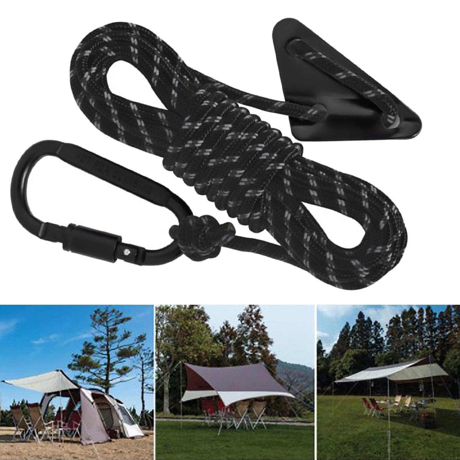 Tent Guyline Rope 5mm with Tensioner for Outdoor Backpacking чёрный