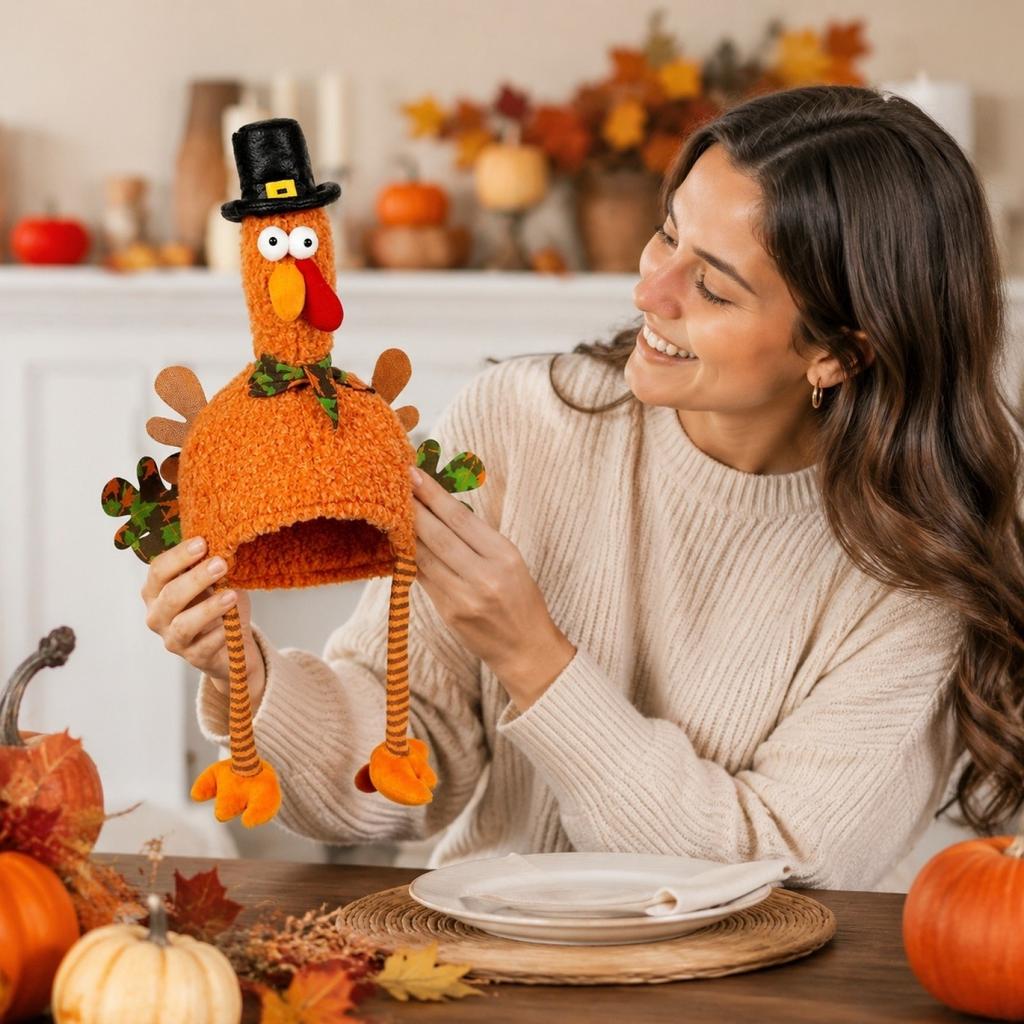 Truthahn-Hut mit langen Beinen für Thanksgiving-Partydekoration und Kostüm