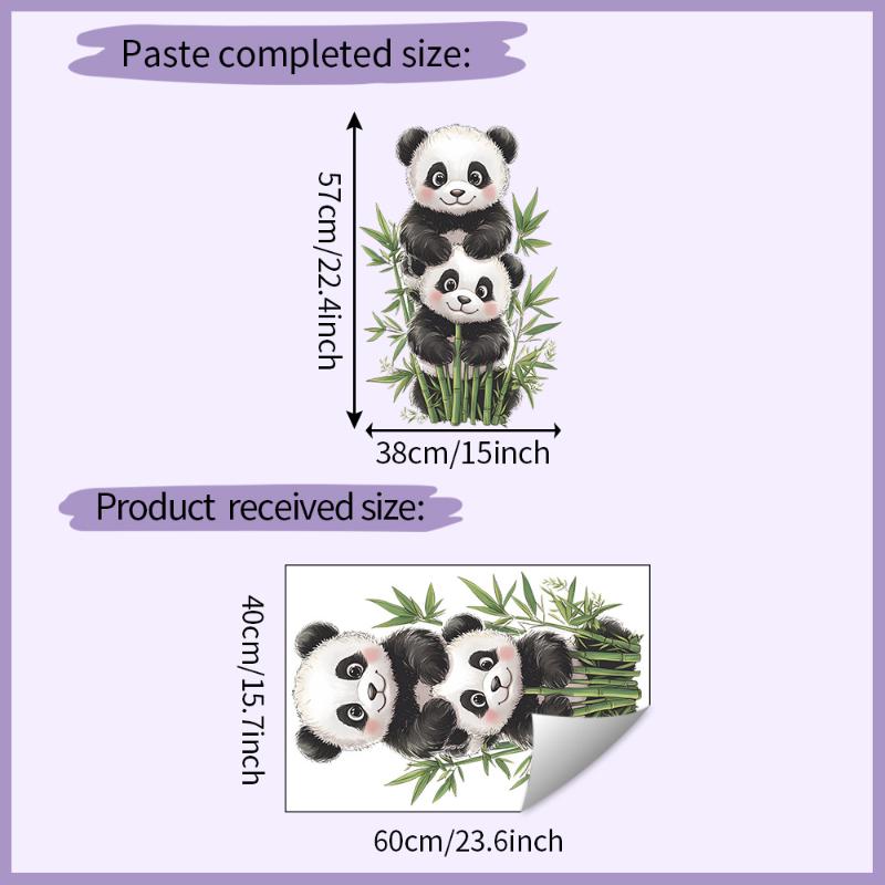 Cartoon Aquarell Bambus Panda Schlafzimmer Wohnzimmer Eingang Dekoration Selbstklebend Raumdekor