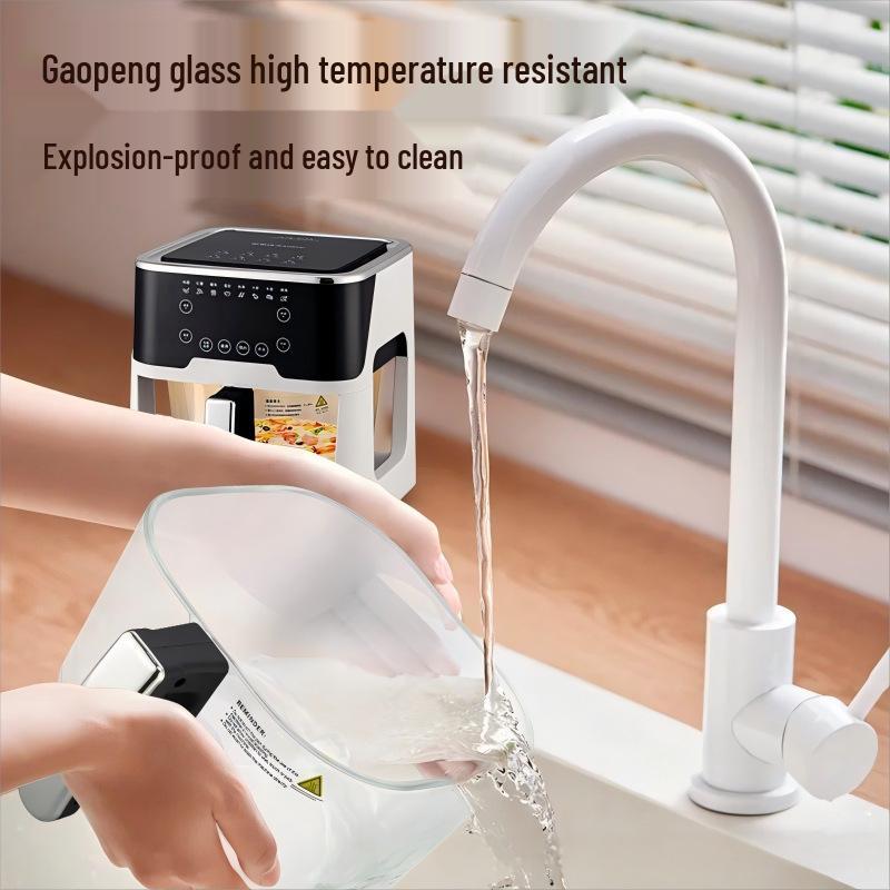 Friteuză cu Aer Smart Voice de Capacitate Mare cu Fereastră de Sticlă – Cuptor Multifuncțional pentru Cartofi Prăjiți