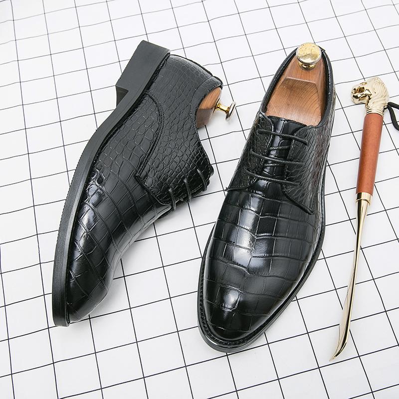 

Роскошные брендовые туфли из кожи с крокодиловым узором, лоферы на шнуровке, деловые мокасины с толстой подошвой и острым носком, дизайнерская мужская обувь 46 чёрный