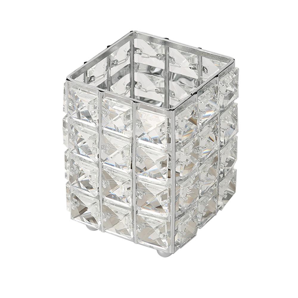 Metal+Crystal Pen Holder Desktop Organization Desktop Storage Bucket Luxury Makeup Brush Holder