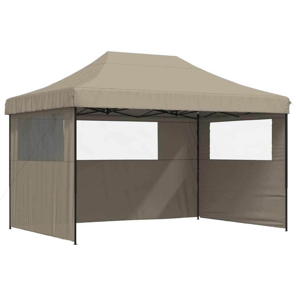 Vidaxl Pop-Up Party Tent with 3 Walls, Taupe Color