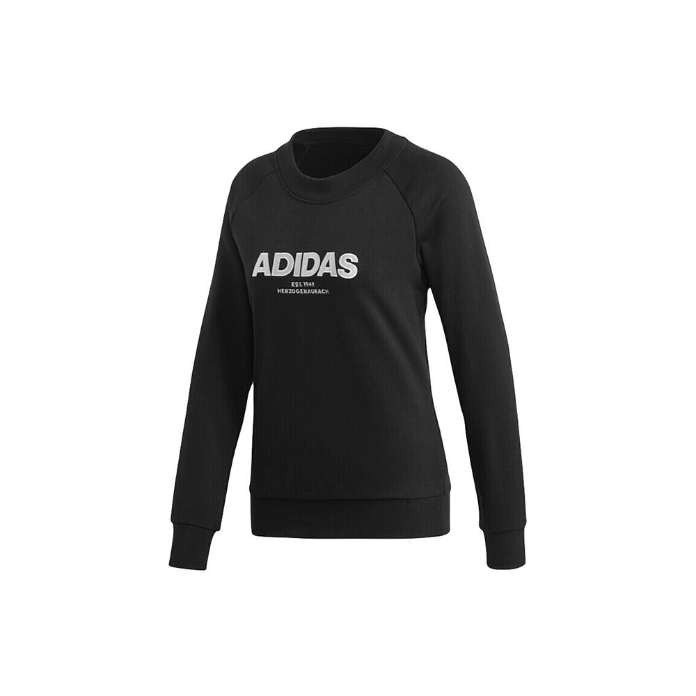 (WMNS) adidas Ess Allcap Round-neck Sweatshirt Black Women s CZ5690 L