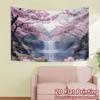 2D Sakura Waterfall Backdrop Cherry Blossom Lake Background