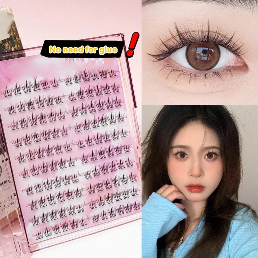 With Jelly Glue Strips Segmented False Eyelashes Glue Free 3D False Eyelashes Manga Lashes  Men