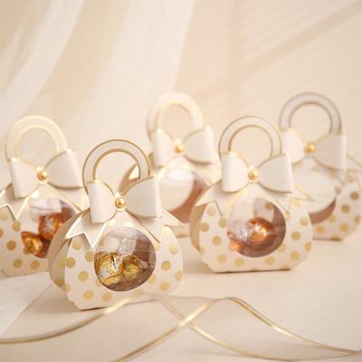 10 teile/los Blau Rosa Hochzeit Gefälligkeiten Geschenk Boxen Klar Fenster Süßigkeiten Verpackung Box Kraft Papier Dragees Box Mit Griff