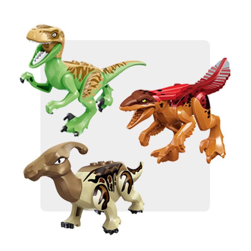 Non-Toxic Jurassic Dinosaurs World Velociraptor Triceratops Indominus T-Rex Model Building Blocks Assemble Educational Toys For Kids Gifts
