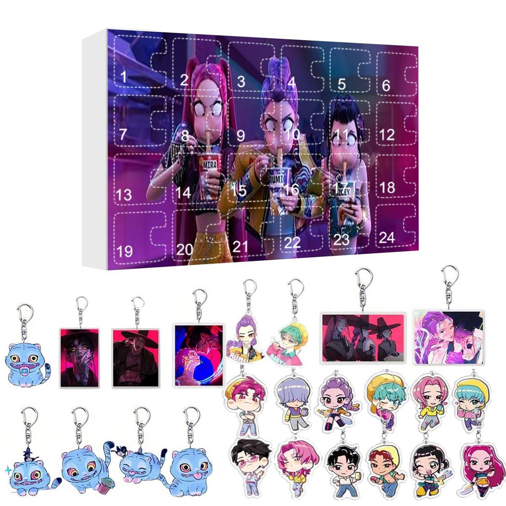 Kpop Dämonenjäger Rumi Mira Zoey Figur Saja Boys Weihnachts-Countdown-Kalender Trendiger Blind Box Schlüsselanhänger Acrylanhänger Geschenk