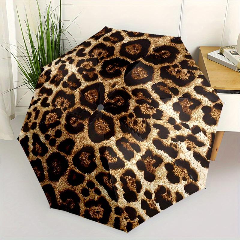 

Leopard Print, Animal Skin Pattern Automatic folding umbrella simple eight rib design, bright color pattern, durable iron frame, ideal for