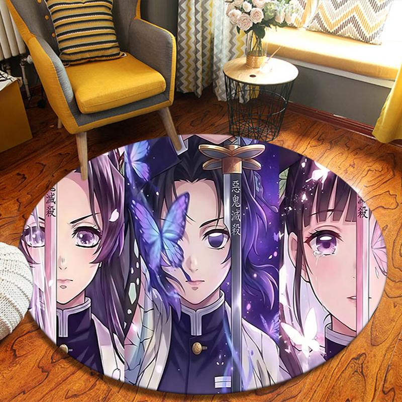 1Pc Fantasy Swordsmanship Flannel Round Rug Soft Non Slip Circular Office Carpet Floor Mat Bedroom Living Room Xmas Gift S1803