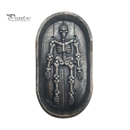 

Органайзер для мыла, многоразовый, легко моется, самоосушающийся, дизайн, держатель для мыла из смолы в форме скелета на Хэллоуин чёрный/серебряный