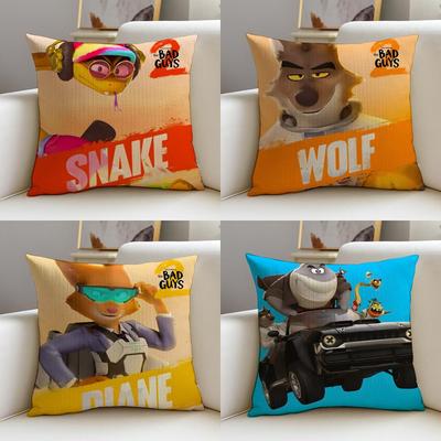 Hilarious TThe Bad GuysS Cushion Cover Breathable and Skinfriendly Linen Pillowcase Square Removable and Washable Cushion