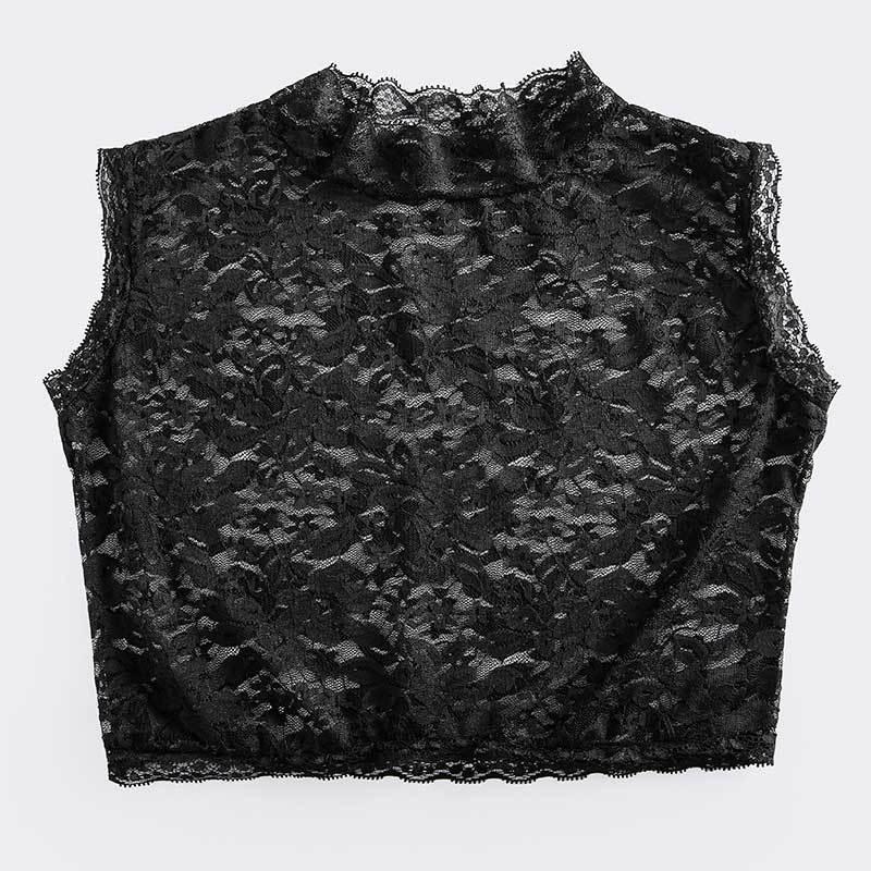 Women's Black & White Lace Pullover with Detachable Collar - Perfect for Spring, Autumn, and Winter Layering