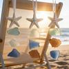 Yousheng 3Pcs Seaglass Hanging Decoration Handmade Bohemian Coastal Nautical Starfish Sea Glass Art Home Office Beach House Wall Ornament